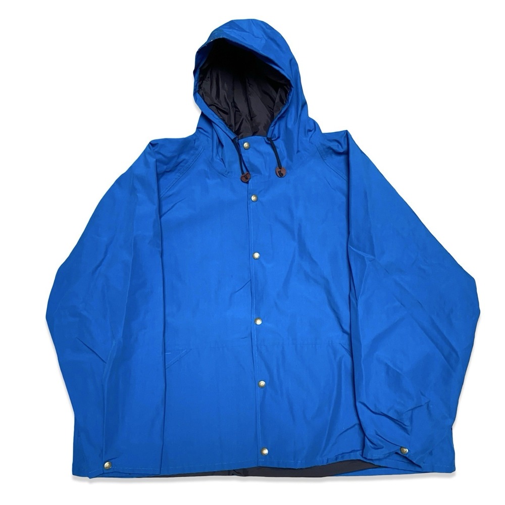 VIntage Cabelas Outdoor Gear Nylon GoreTex Rain Jacket Hooded Shell Blue 3XL